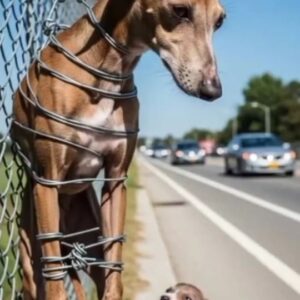 A Dog Was Tangled in a Highway Fence